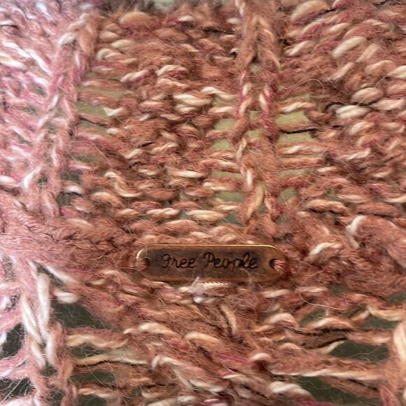 Free People- Oversized Pink Chunky Knit Scoop Neck Sweater - Picture 3 of 6